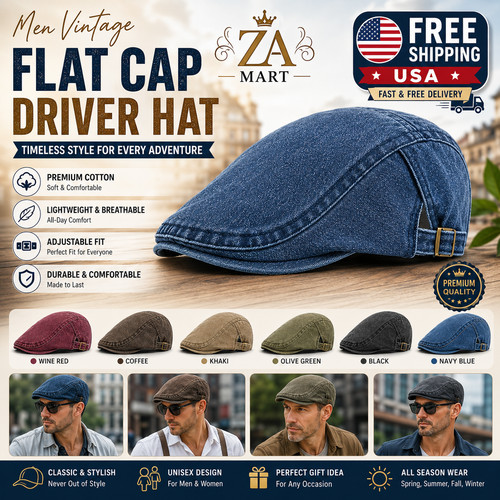 Men vintage flat cap driver - flat,